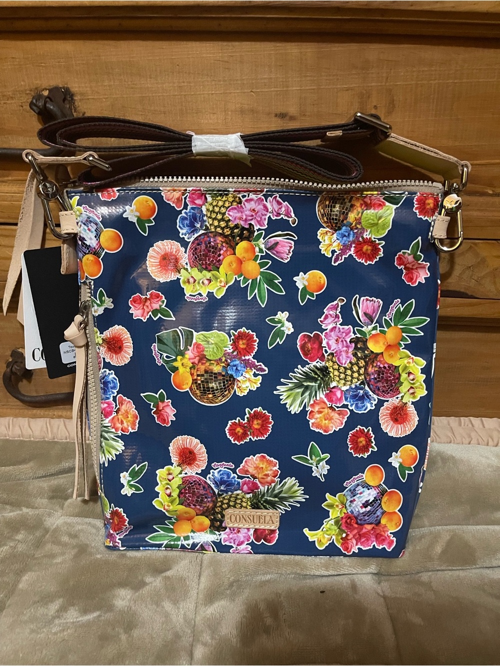 Consuela Navy Tropical Floral Crossbody Shoulder Bag